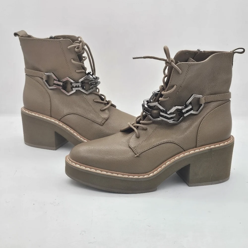 Vince Camuto Keltana Leather Combat Boots Brown Size 9 - Picture 3 of 11